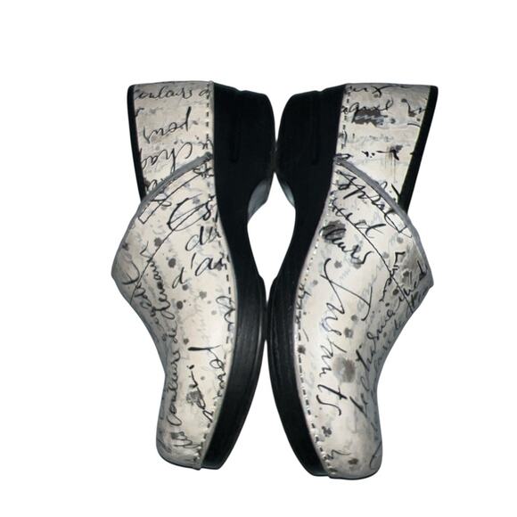 DANSKO Unique French Paris Scripted Women's Mules Cream and Black Women’s 40 9.5 - Picture 1 of 7